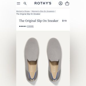 Rothy’s The Original Slip-On Sneaker Size 8 Light Grey